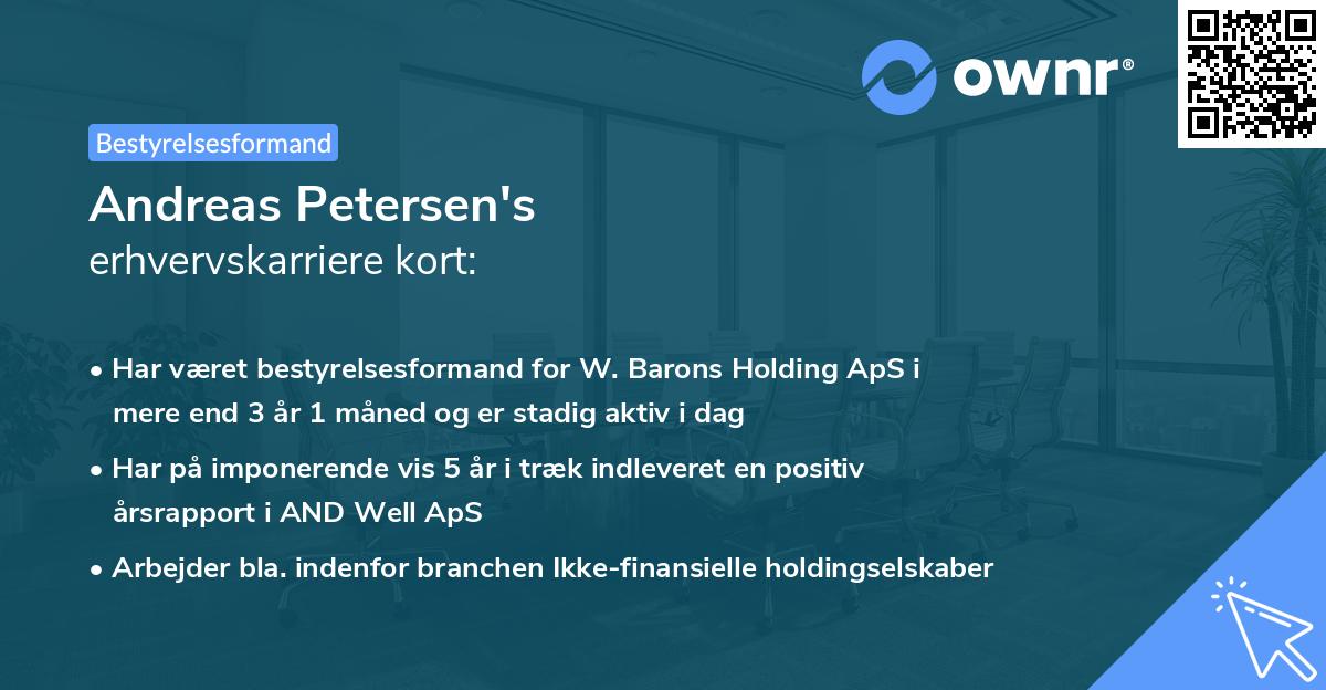 Andreas Petersen's erhvervskarriere kort