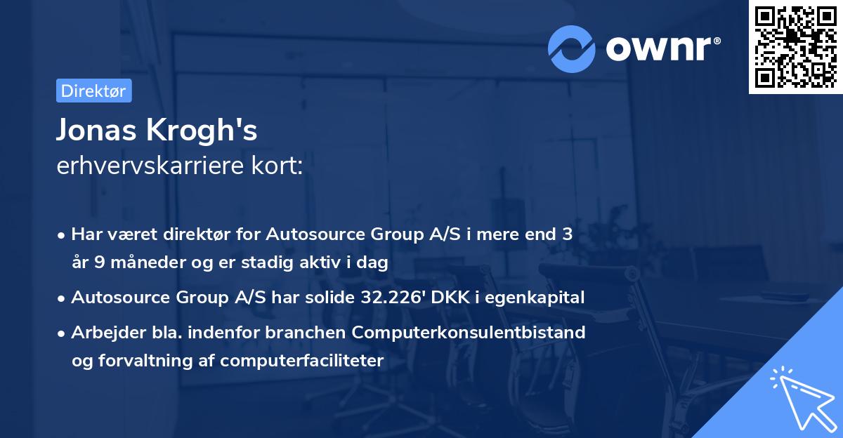 Jonas Krogh's erhvervskarriere kort
