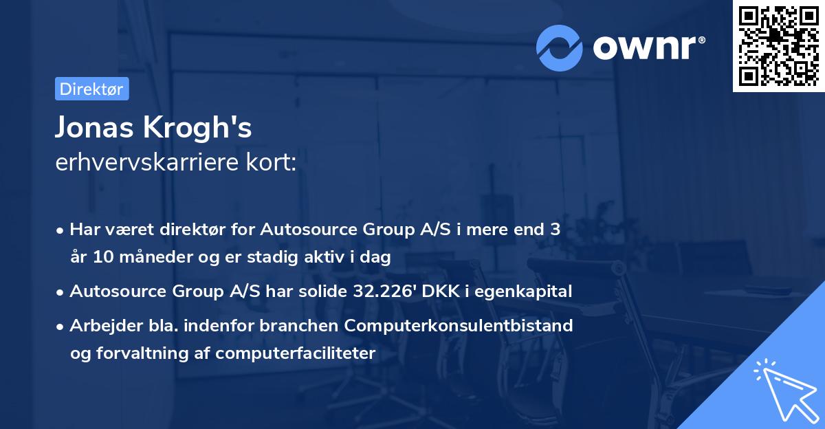 Jonas Krogh's erhvervskarriere kort
