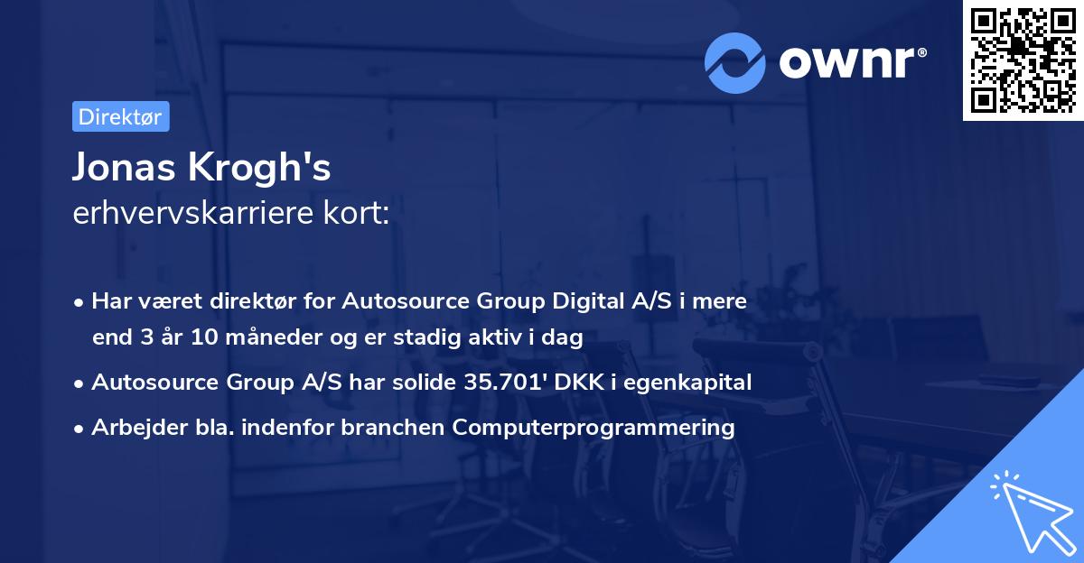 Jonas Krogh's erhvervskarriere kort