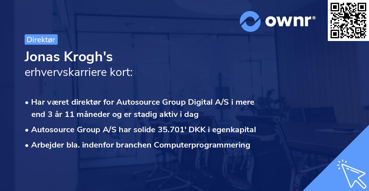 Jonas Krogh's erhvervskarriere kort