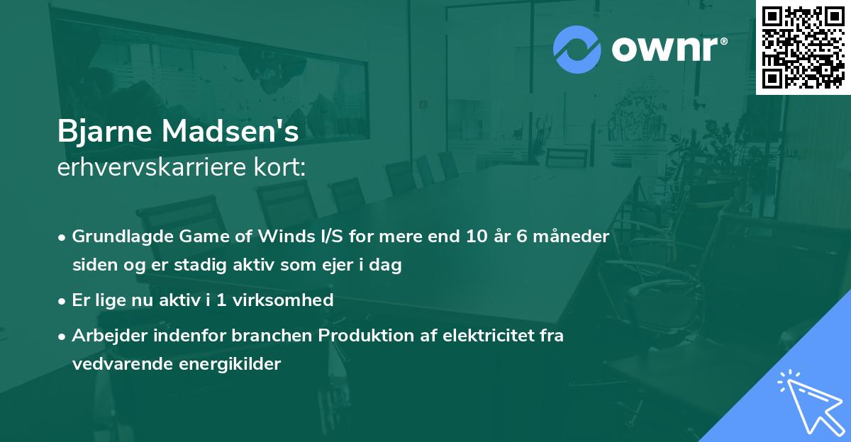 Bjarne Madsen's erhvervskarriere kort