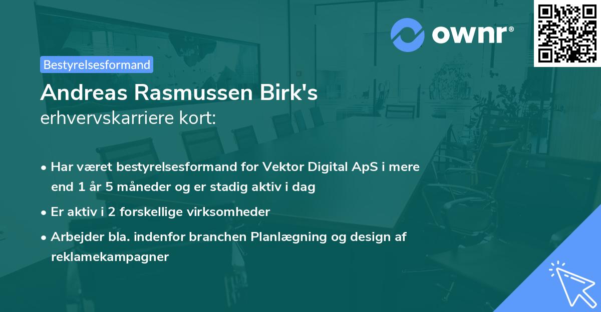 Andreas Rasmussen Birk's erhvervskarriere kort