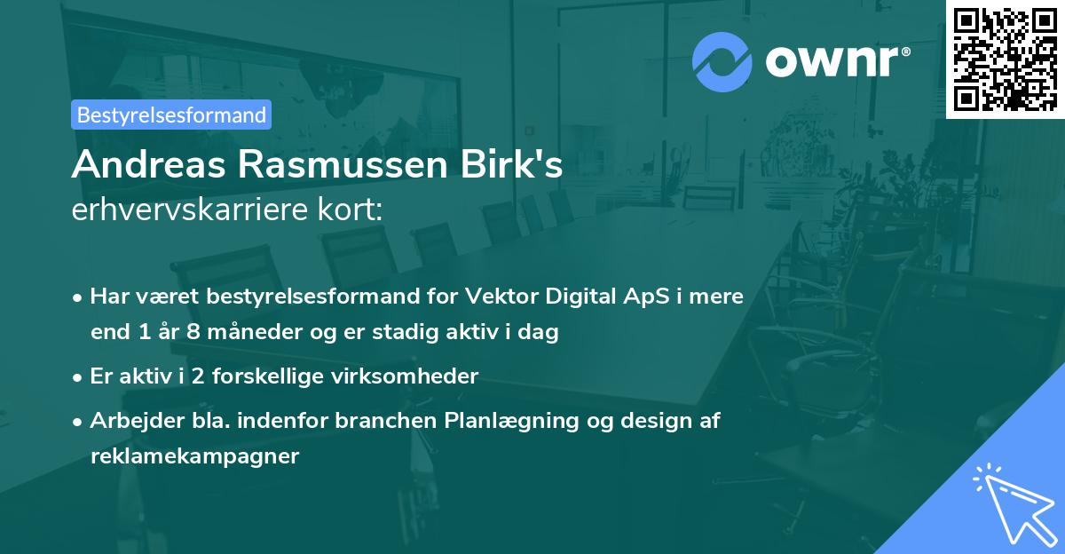 Andreas Rasmussen Birk's erhvervskarriere kort