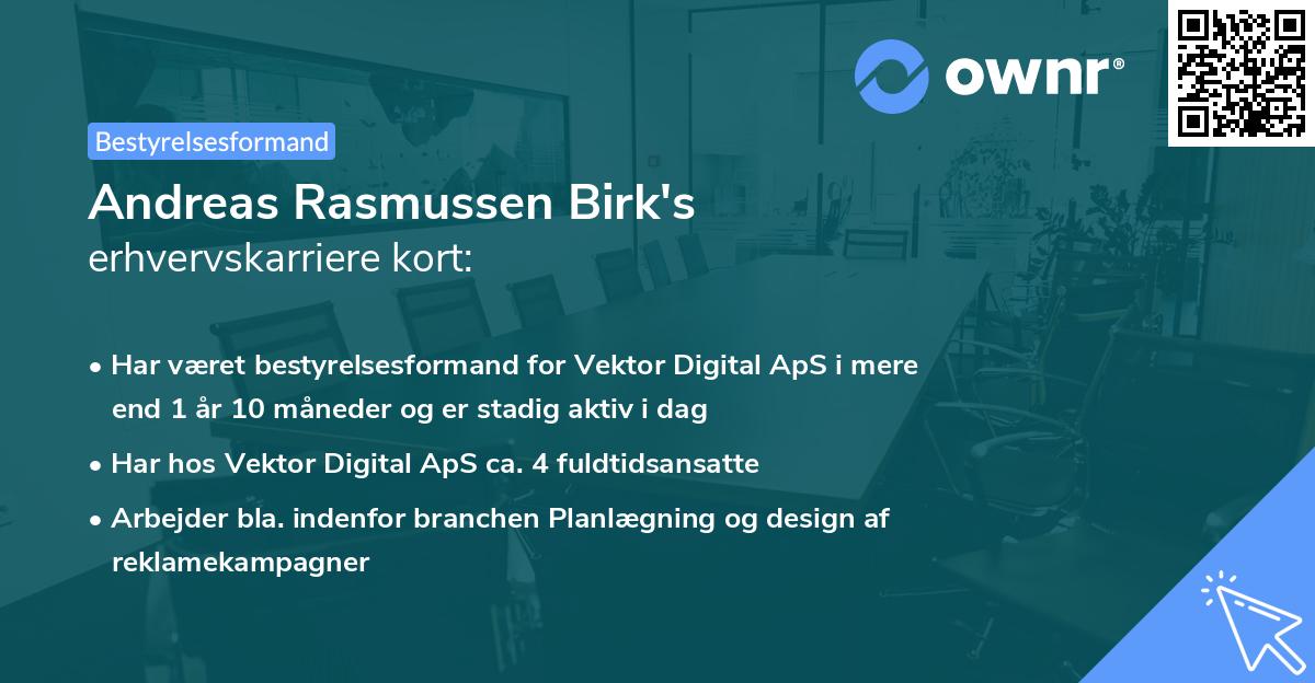 Andreas Rasmussen Birk's erhvervskarriere kort
