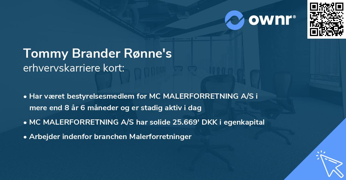 Tommy Brander Rønne's erhvervskarriere kort