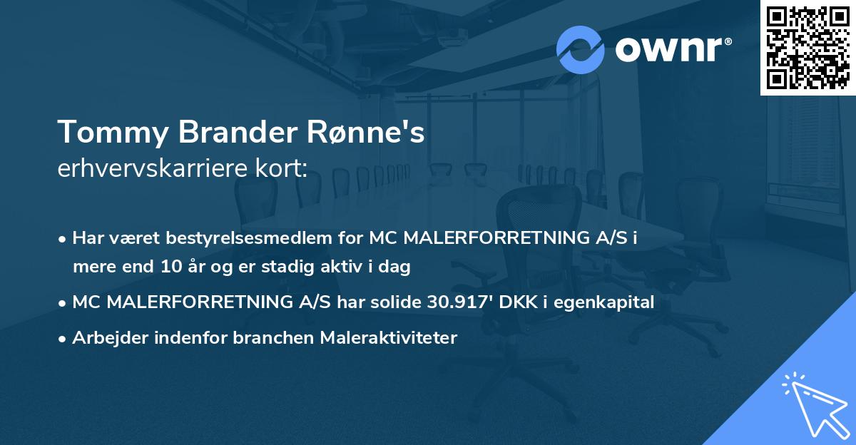 Tommy Brander Rønne's erhvervskarriere kort