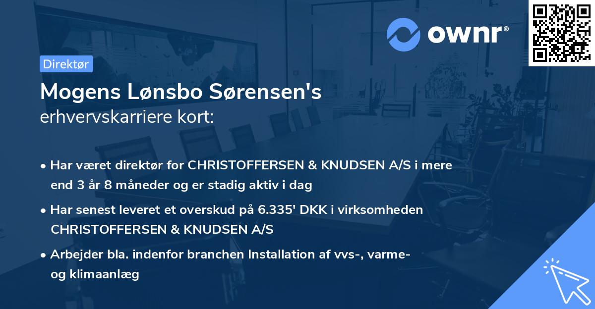 Mogens Lønsbo Sørensen's erhvervskarriere kort