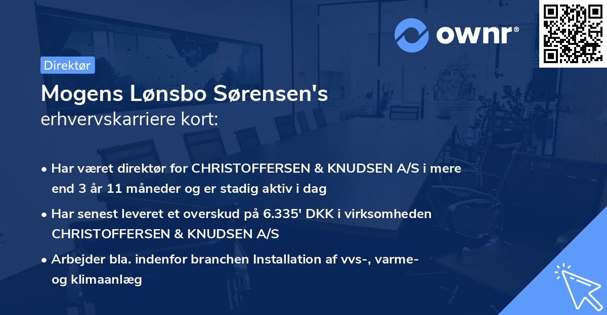 Mogens Lønsbo Sørensen's erhvervskarriere kort