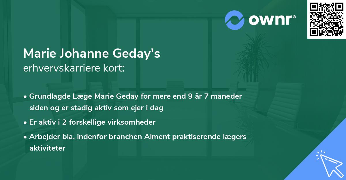 Marie Johanne Geday's erhvervskarriere kort