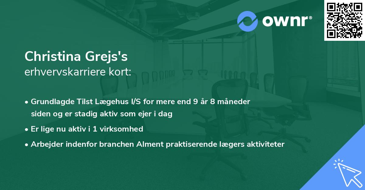 Christina Grejs's erhvervskarriere kort