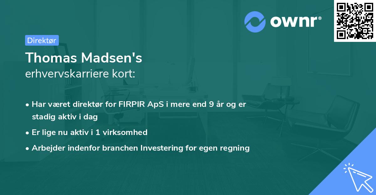 Thomas Madsen's erhvervskarriere kort