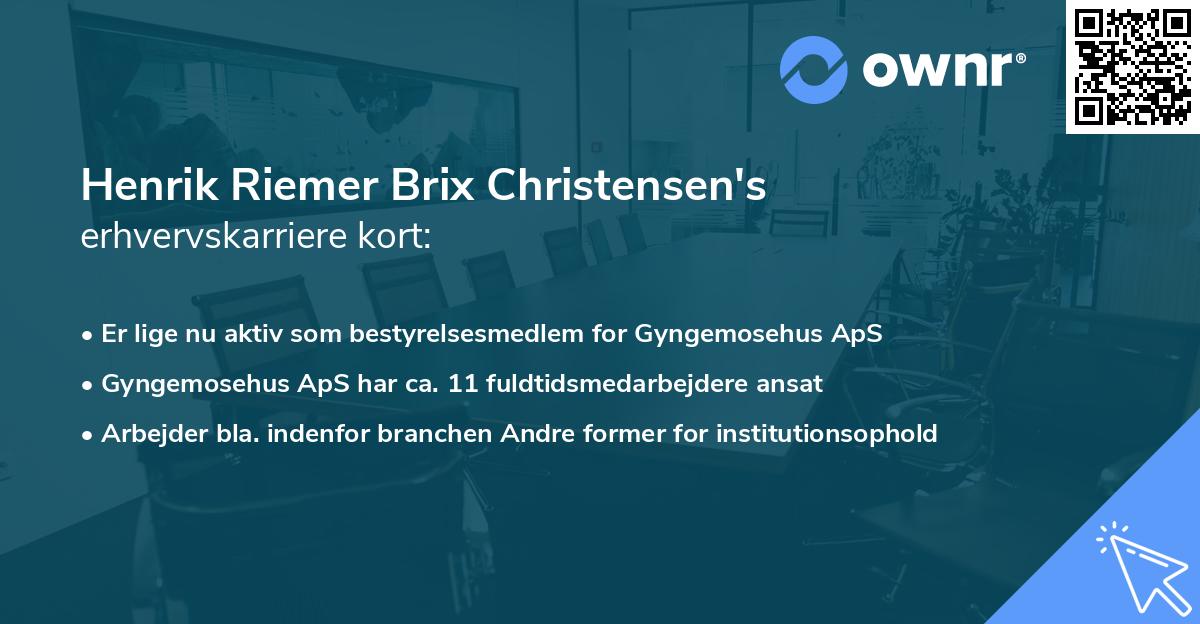 Henrik Riemer Brix Christensen's erhvervskarriere kort