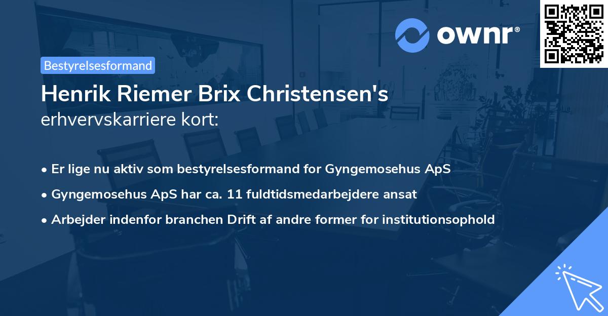 Henrik Riemer Brix Christensen's erhvervskarriere kort