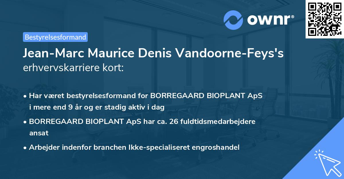 Jean-Marc Maurice Denis Vandoorne-Feys's erhvervskarriere kort