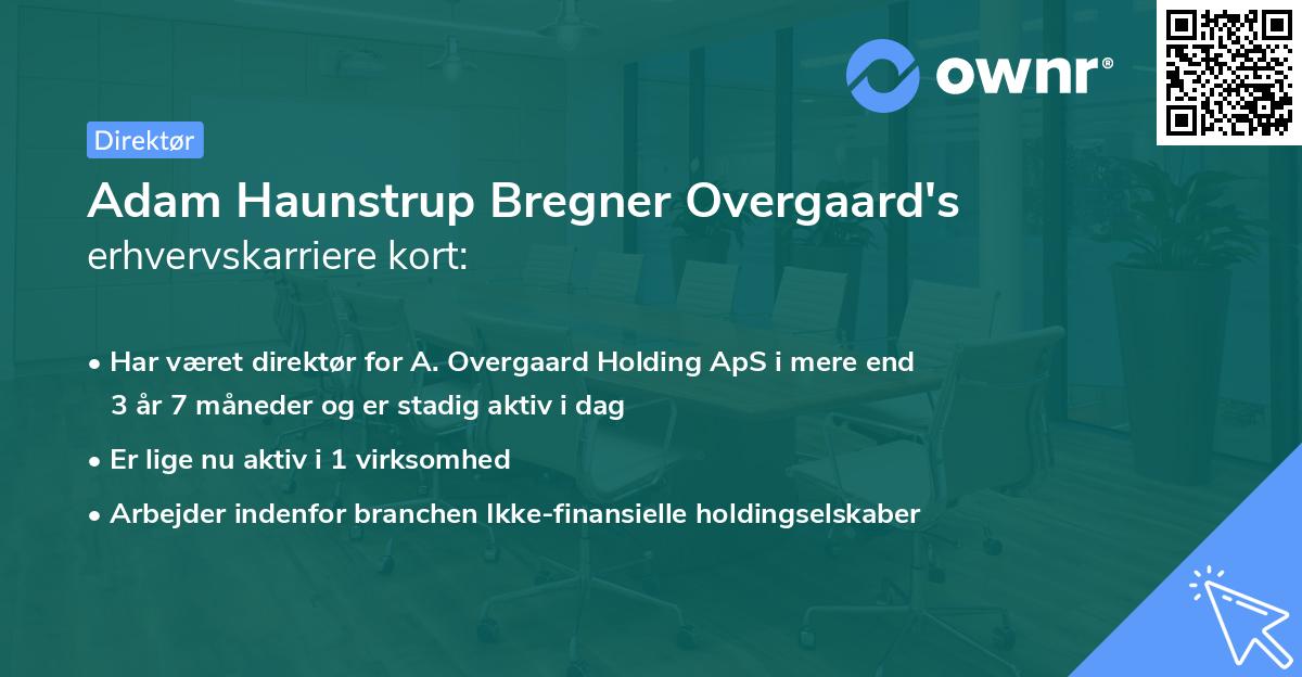 Adam Haunstrup Bregner Overgaard's erhvervskarriere kort