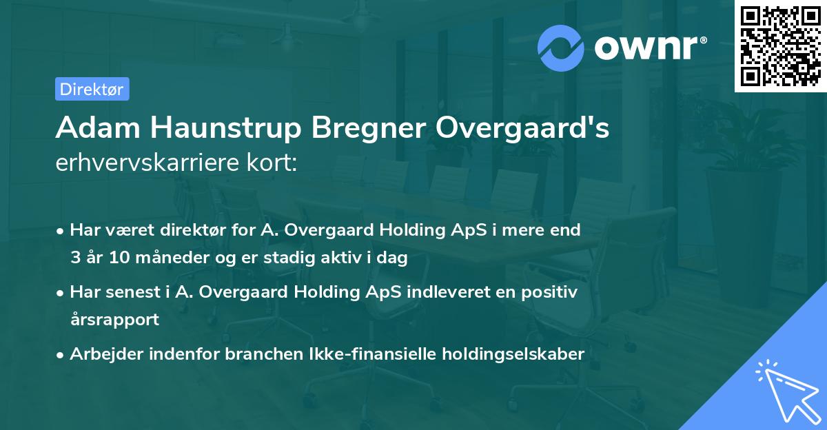 Adam Haunstrup Bregner Overgaard's erhvervskarriere kort