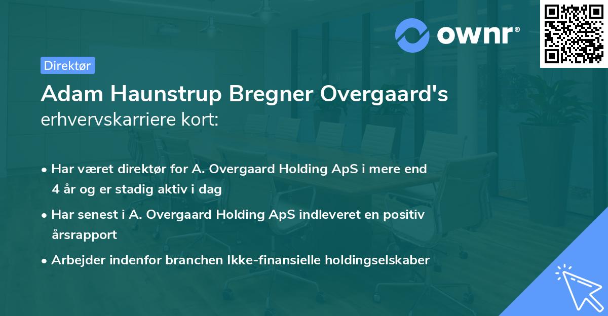 Adam Haunstrup Bregner Overgaard's erhvervskarriere kort