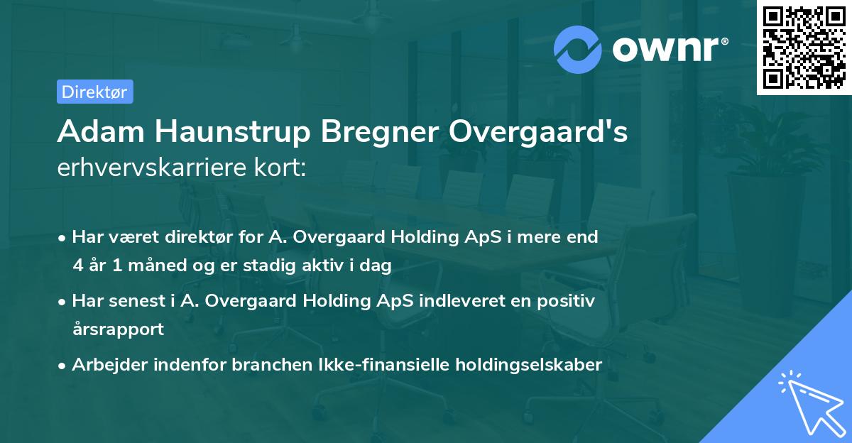 Adam Haunstrup Bregner Overgaard's erhvervskarriere kort