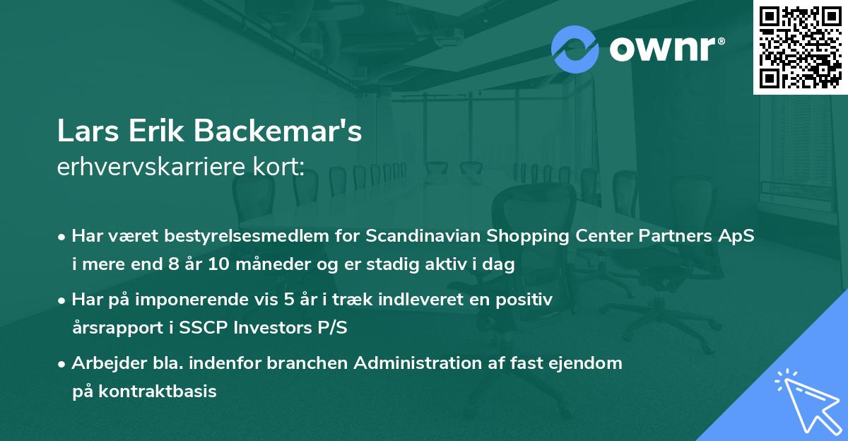 Lars Erik Backemar's erhvervskarriere kort