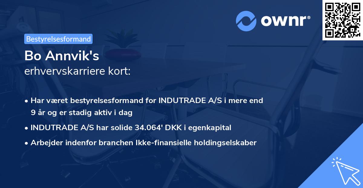 Bo Annvik's erhvervskarriere kort