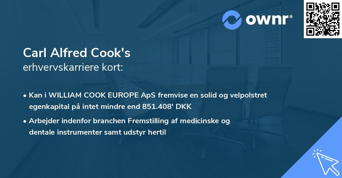 Carl Alfred Cook's erhvervskarriere kort