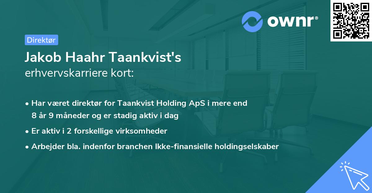 Jakob Haahr Taankvist's erhvervskarriere kort