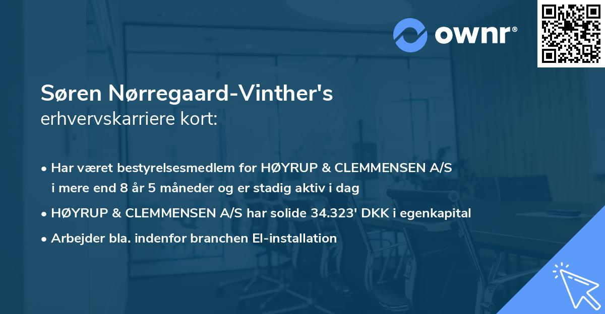Søren Nørregaard-Vinther's erhvervskarriere kort