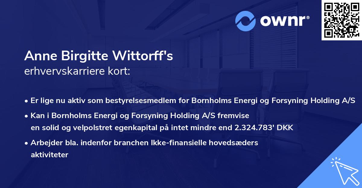 Anne Birgitte Wittorff's erhvervskarriere kort