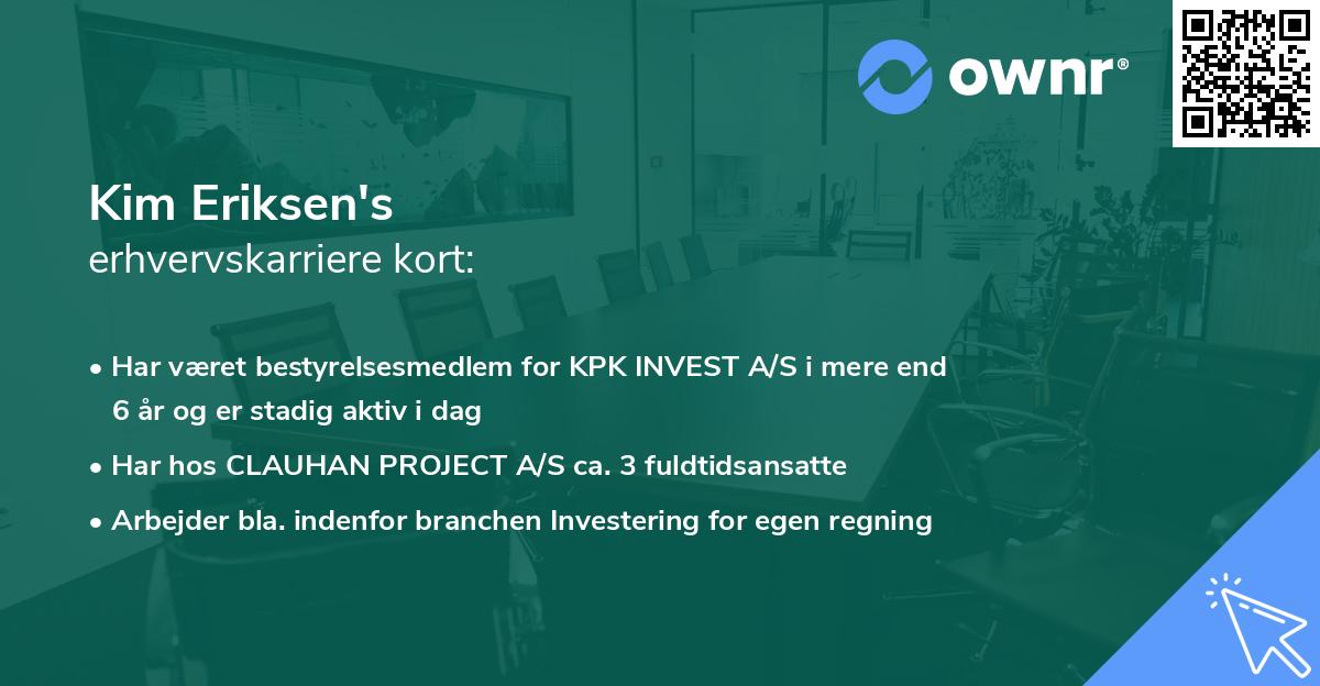 Kim Eriksen's erhvervskarriere kort