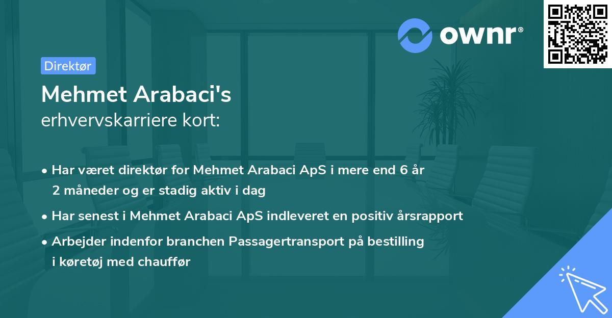Mehmet Arabaci's erhvervskarriere kort