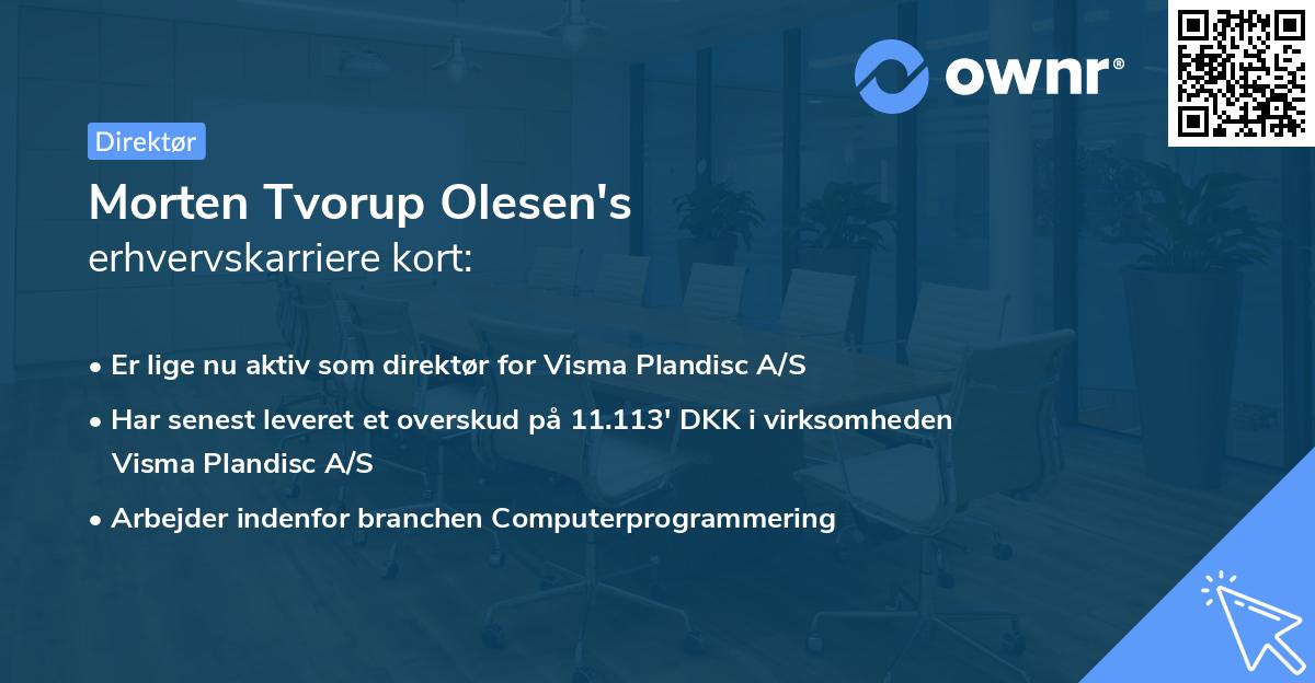 Morten Tvorup Olesen's erhvervskarriere kort