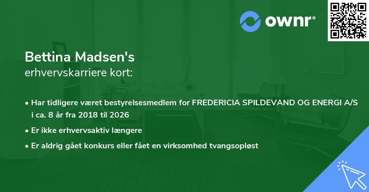 Bettina Madsen's erhvervskarriere kort