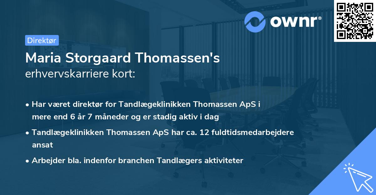 Maria Storgaard Thomassen's erhvervskarriere kort