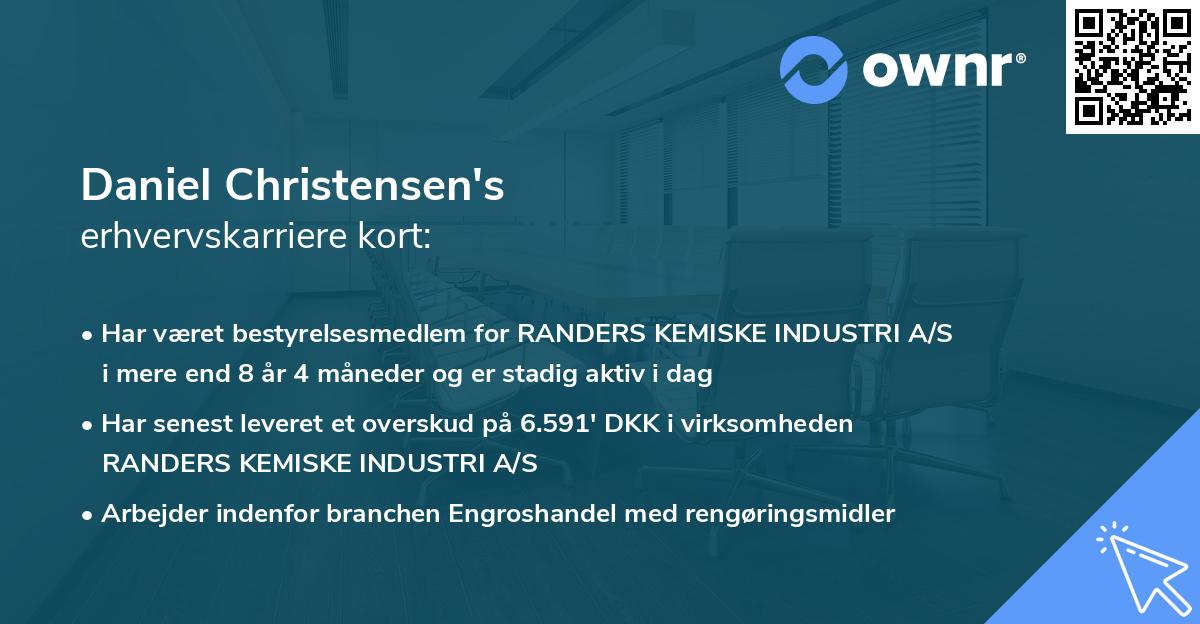 Daniel Christensen's erhvervskarriere kort