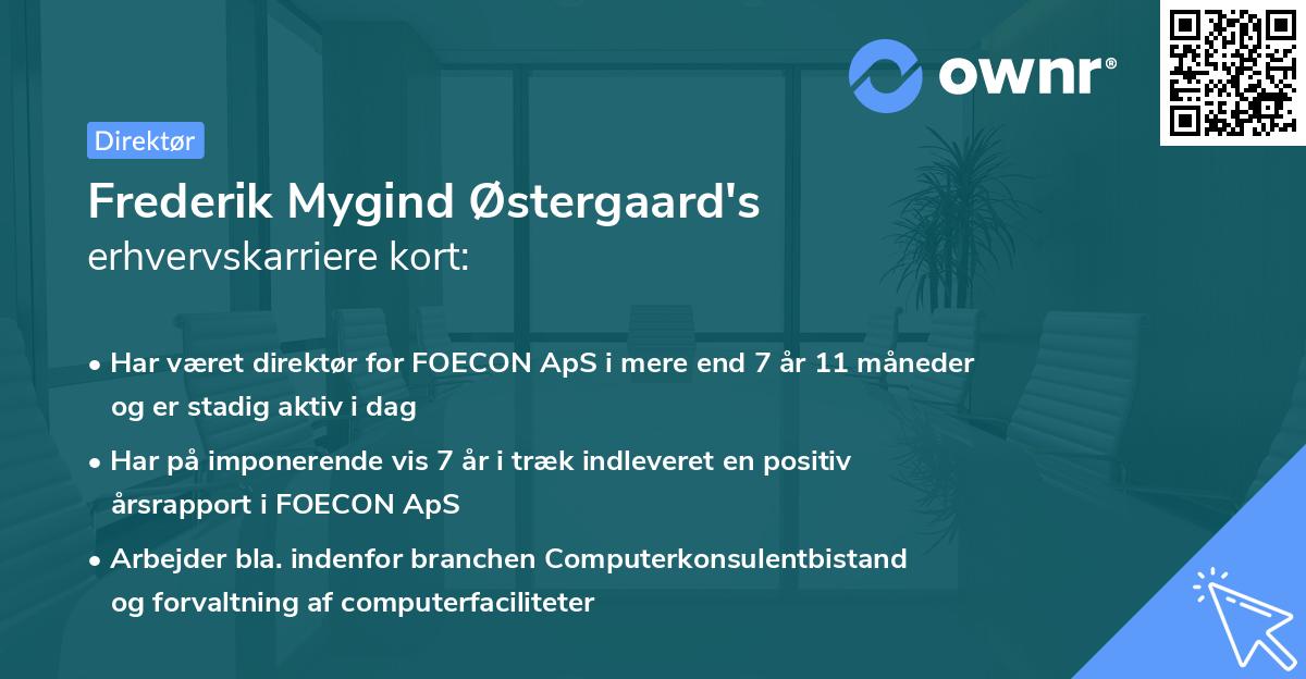 Frederik Mygind Østergaard's erhvervskarriere kort