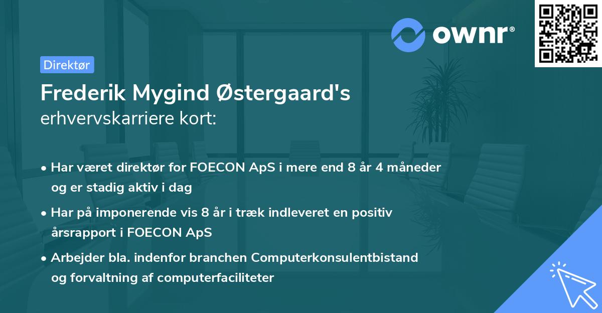 Frederik Mygind Østergaard's erhvervskarriere kort