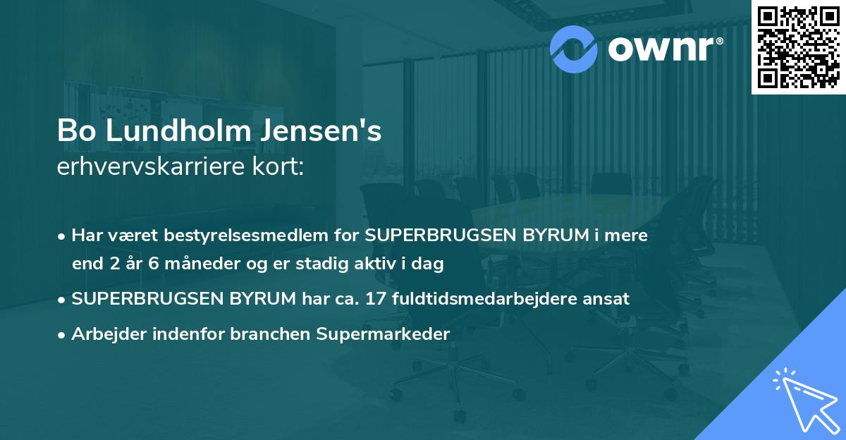 Bo Lundholm Jensen's erhvervskarriere kort