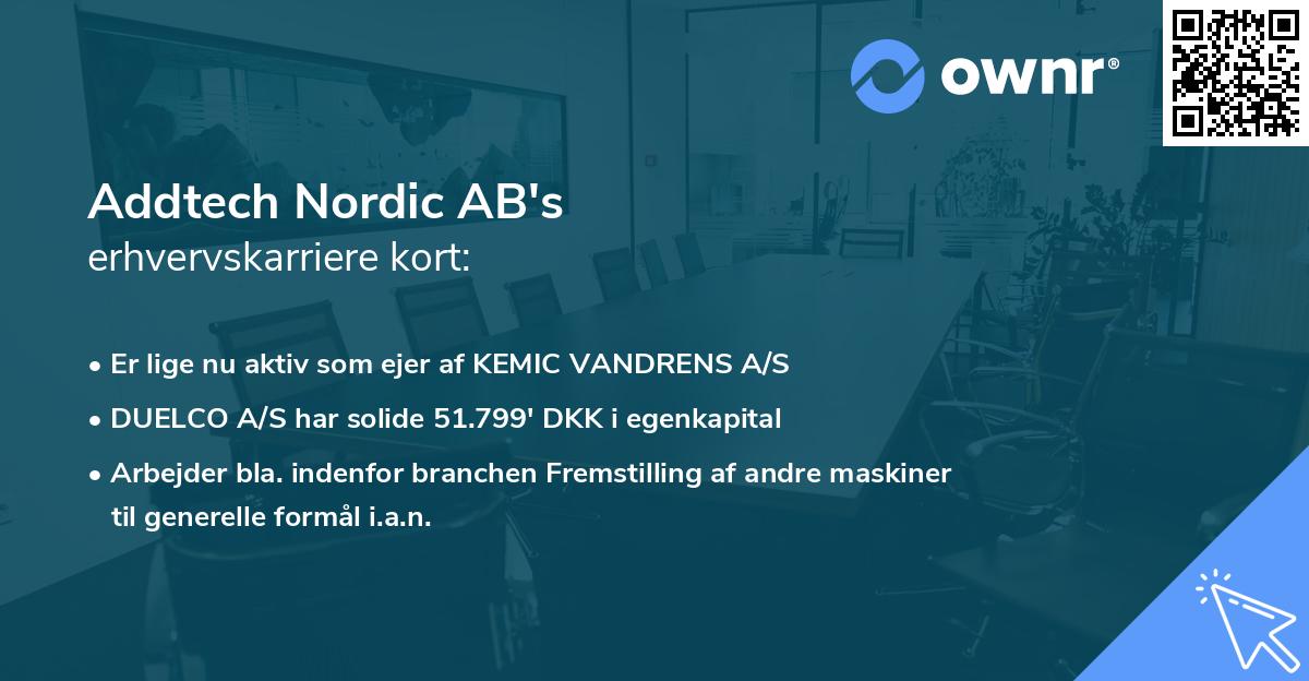 Addtech Nordic AB's erhvervskarriere kort
