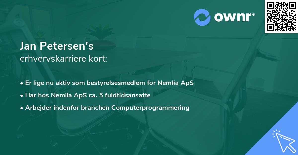 Jan Petersen's erhvervskarriere kort