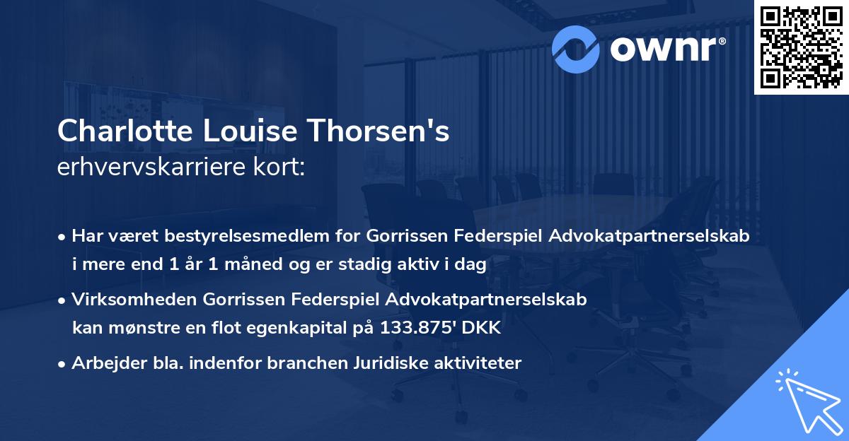 Charlotte Louise Thorsen's erhvervskarriere kort