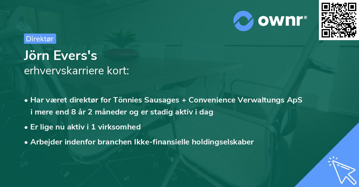 Jörn Evers's erhvervskarriere kort