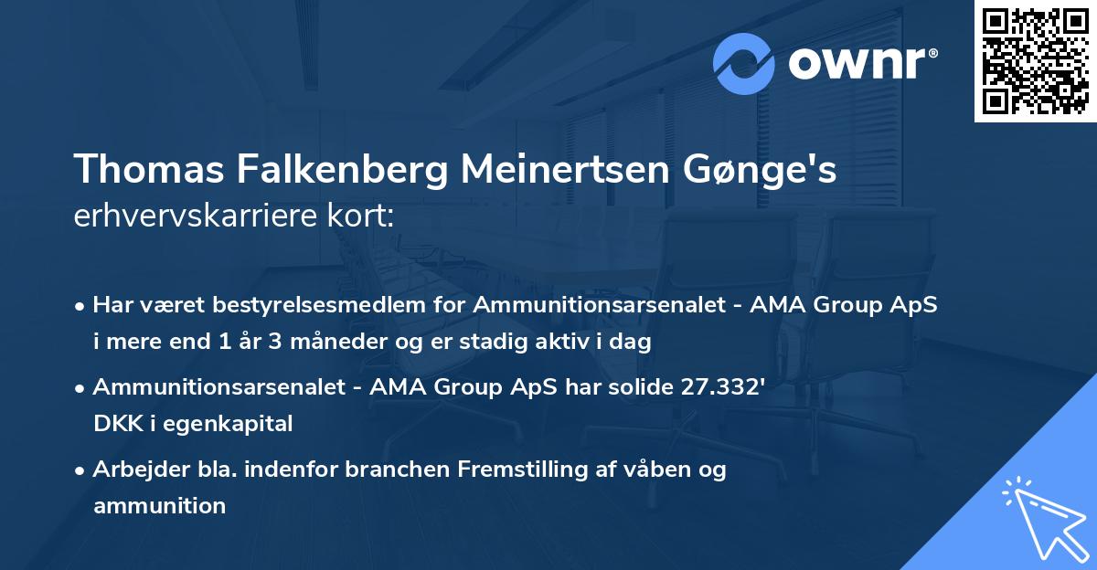 Thomas Falkenberg Meinertsen Gønge's erhvervskarriere kort