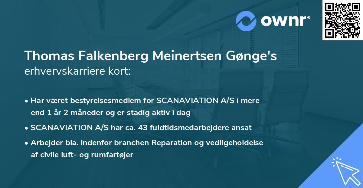 Thomas Falkenberg Meinertsen Gønge's erhvervskarriere kort