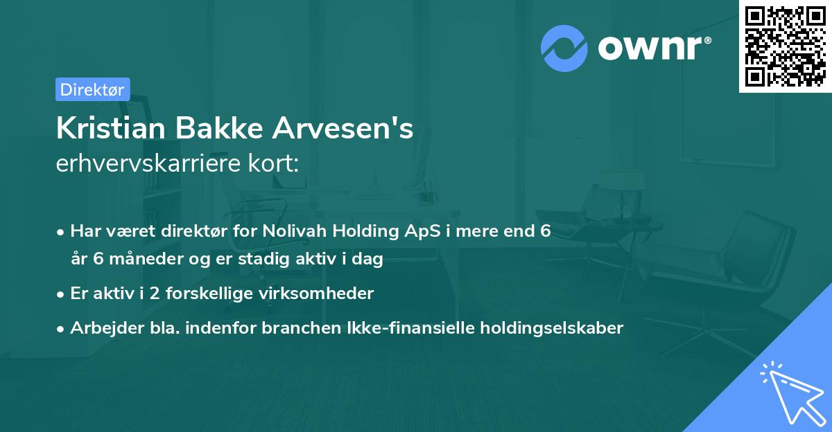 Kristian Bakke Arvesen's erhvervskarriere kort