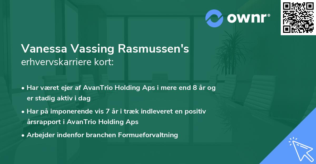 Vanessa Vassing Rasmussen's erhvervskarriere kort