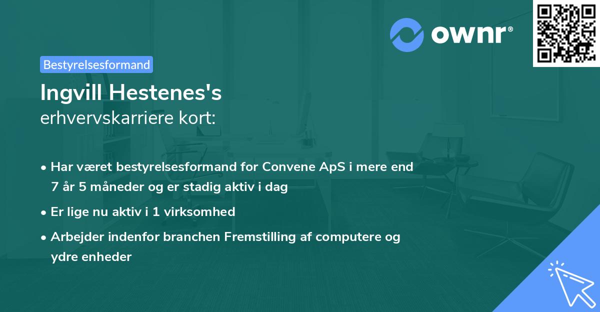 Ingvill Hestenes's erhvervskarriere kort