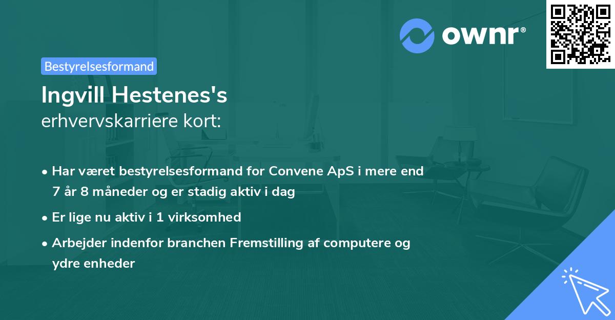 Ingvill Hestenes's erhvervskarriere kort
