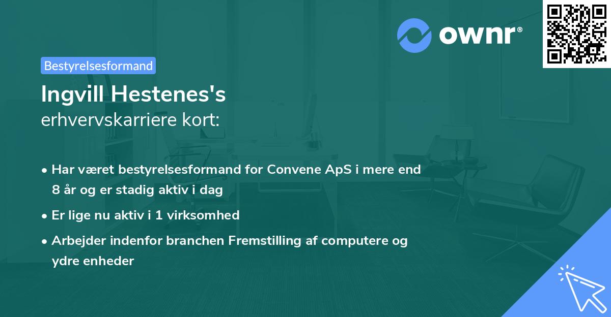 Ingvill Hestenes's erhvervskarriere kort