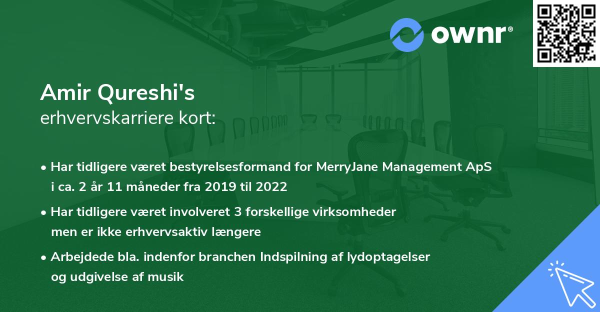 Amir Qureshi's erhvervskarriere kort